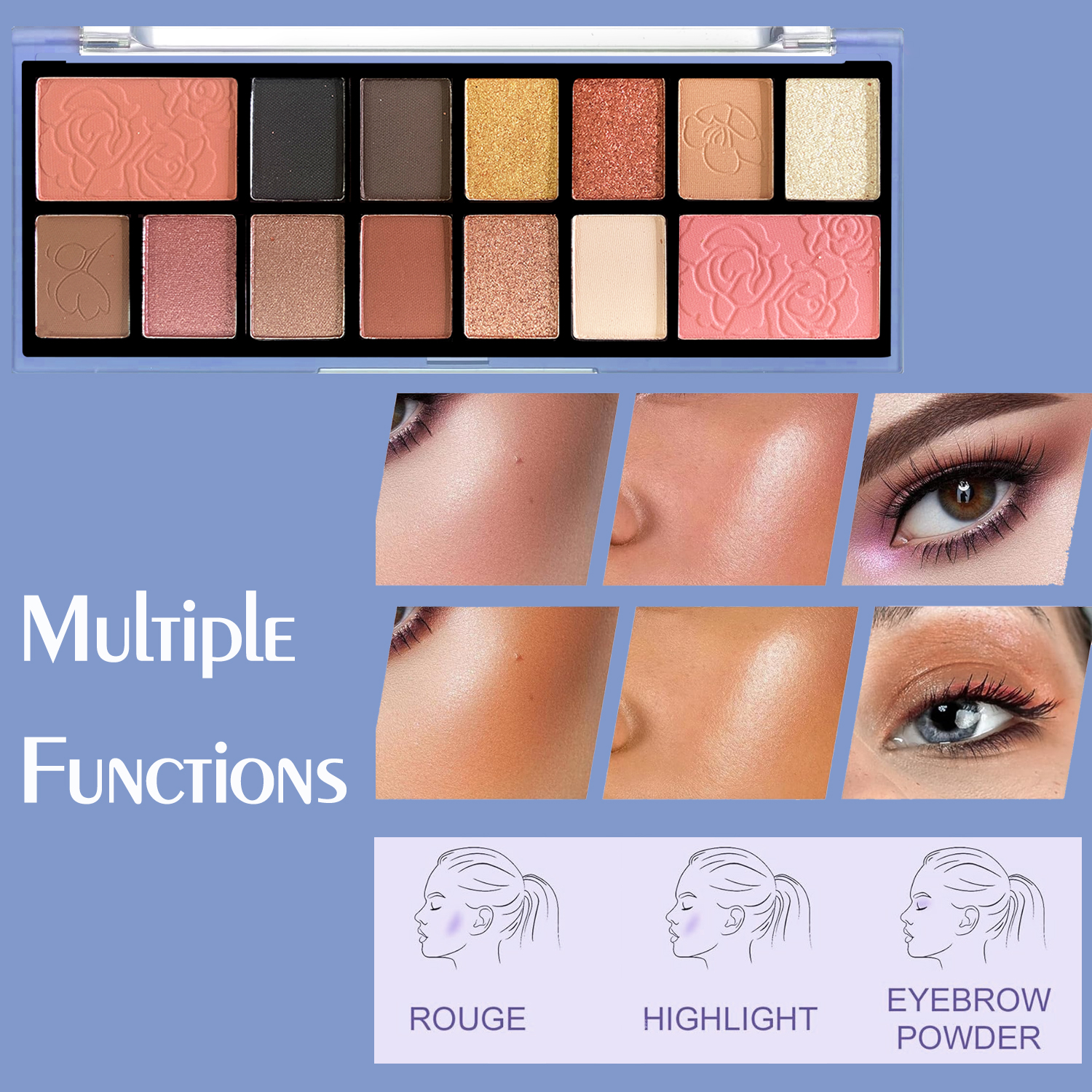 TINTS FEAST 10 Farver &Oslash;jenskygge Palette Glitter Shimmer Mat Finish